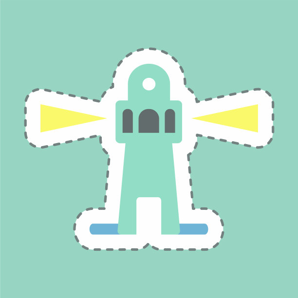 贴纸灯塔I线切割，简单可编辑图片下载