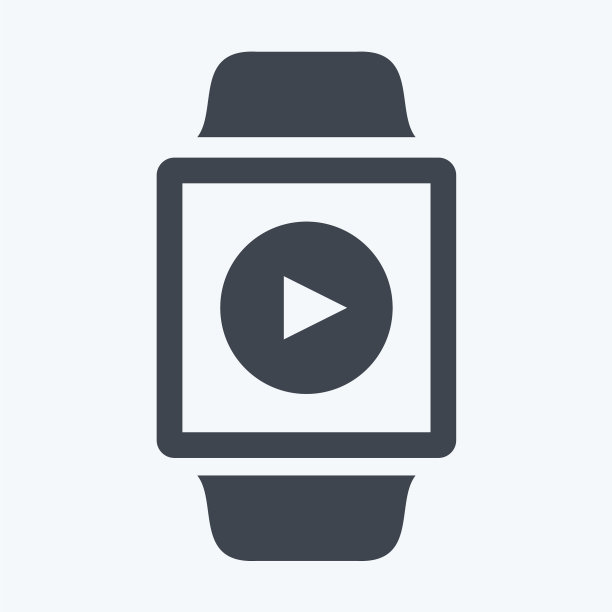 视频应用程序图标在时髦的字形风格孤立上图片下载