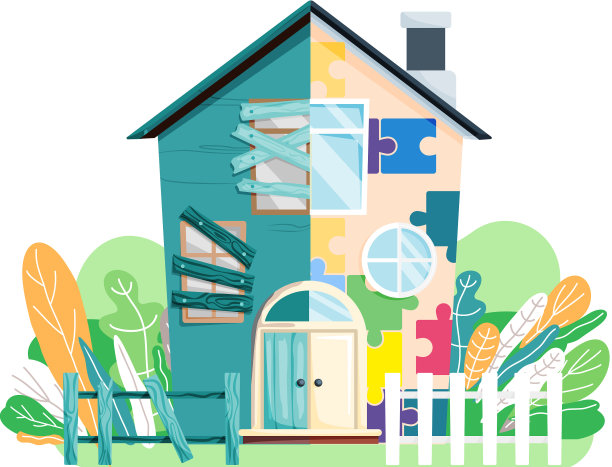 家庭改造旧房子前后维修图片下载