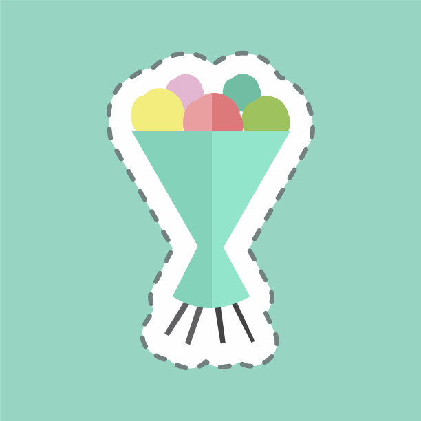 花束贴纸我在时尚线剪孤立上图片下载