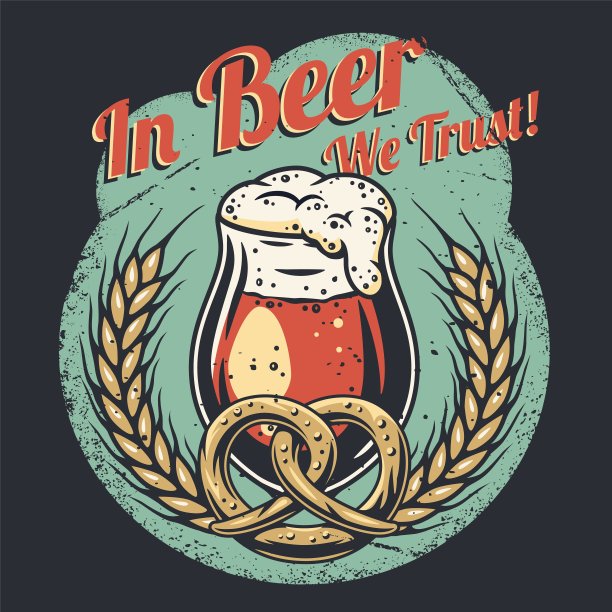 印有啤酒杯脆饼大麦的t恤图片下载