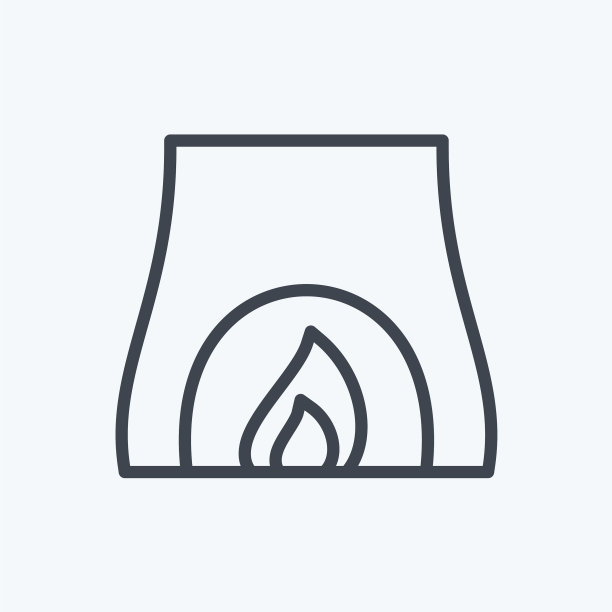 壁炉图标在时尚的线条风格孤立上图片下载