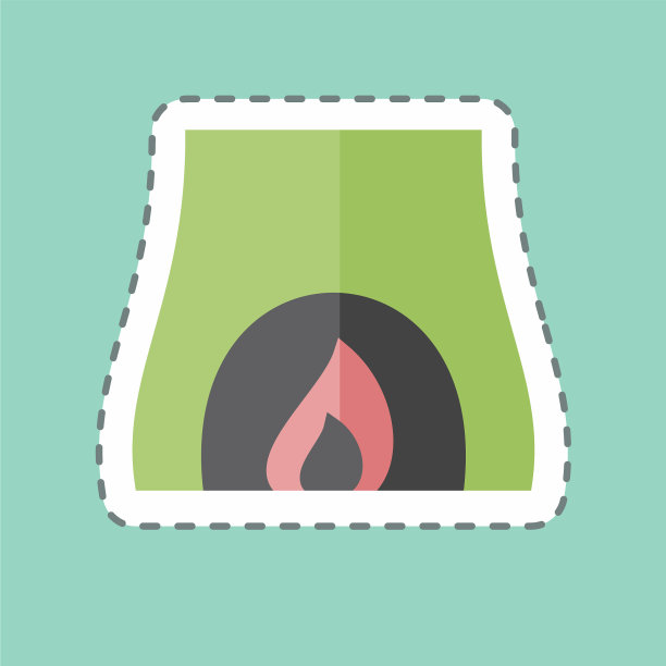 壁炉贴纸在时髦的线切割孤立上图片下载