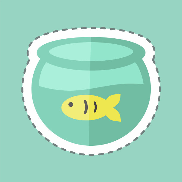 鱼在水箱贴纸在潮流线切割孤立图片下载