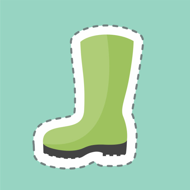 园艺靴贴纸在潮流线削减图片下载