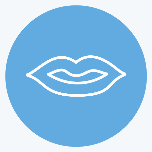 嘴唇图标在时尚的蓝色眼睛的风格孤立上图片下载