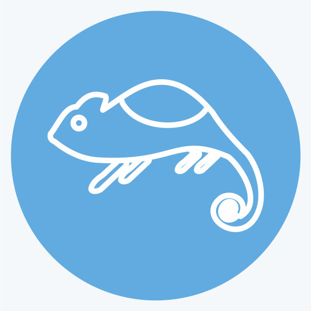 宠物变色龙图标在时尚的蓝色眼睛的风格图片下载