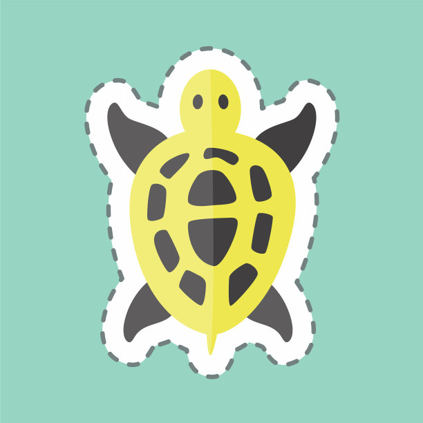 宠物龟贴纸在潮流线剪孤立上图片下载