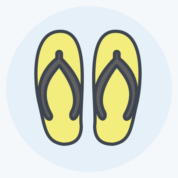 拖鞋图标在时尚的颜色伴侣风格孤立图片下载