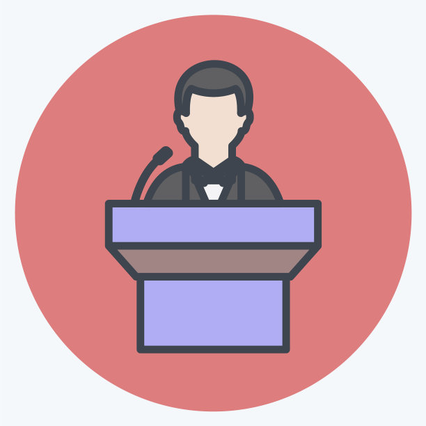 在领奖台上讲话的图标在时髦的颜色伙伴图片下载