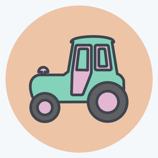 拖拉机图标在时髦的颜色伴侣风格孤立图片下载