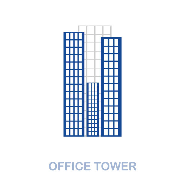 办公大楼平面图标彩色元素标志图片下载