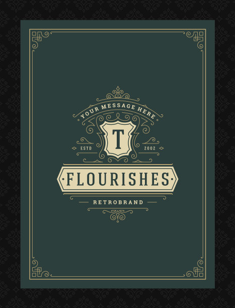 复古装饰贺卡书法华丽图片下载