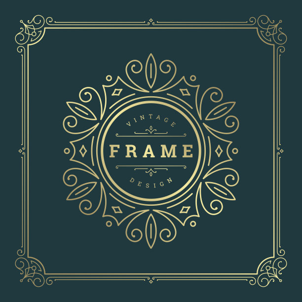 复古的华丽装饰漩涡线条框架图片下载