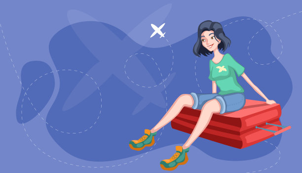 带着行李的旅行女孩图片下载