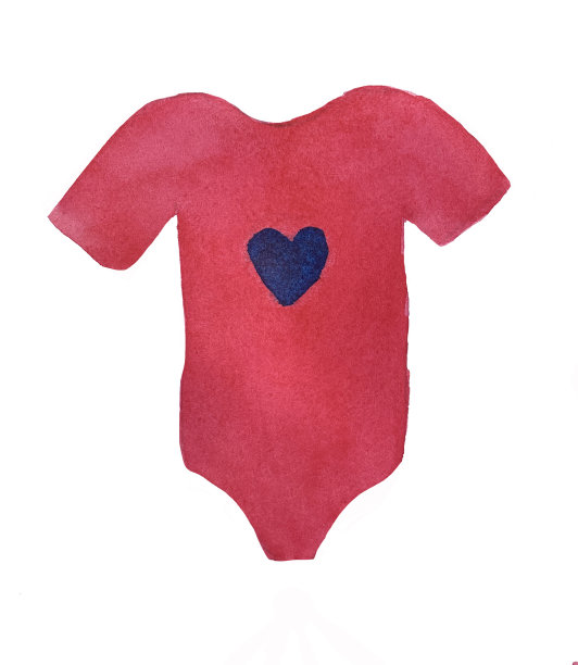 为一个女孩绘制的粉红色儿童紧身衣水彩插图。图片下载