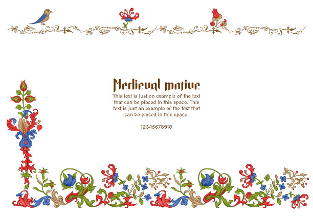 花卉复古中世纪光照派手稿图片下载