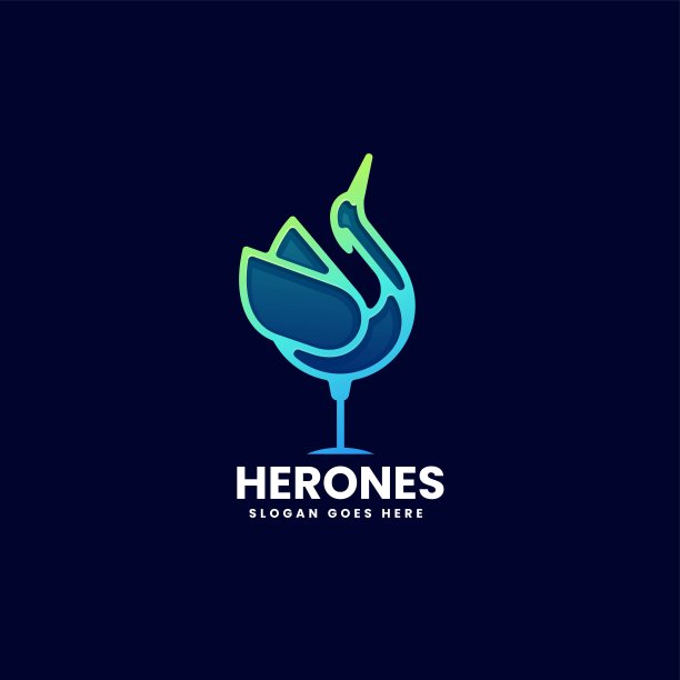 矢量插图苍鹭渐变线条艺术风格。图片下载