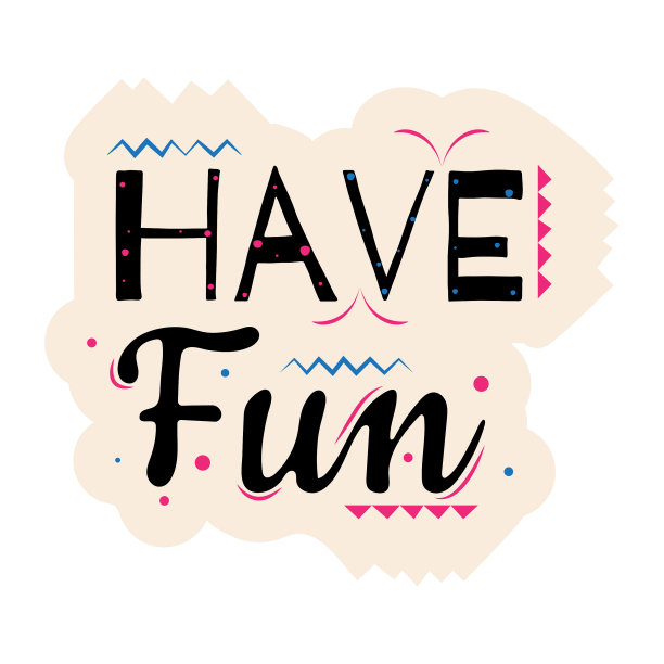 有乐趣的现代书法图标矢量设计。图片下载