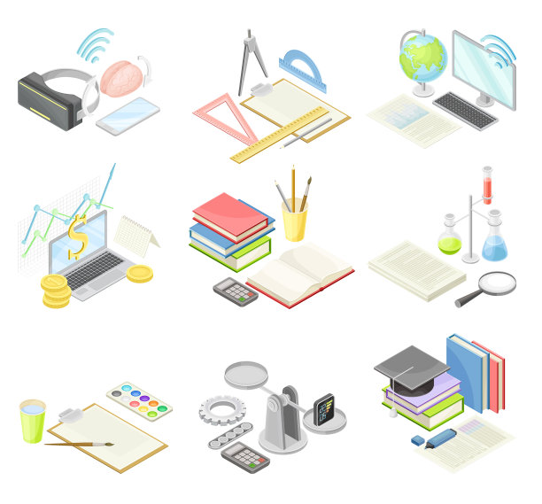 学校课目设置设置教育用品图片下载