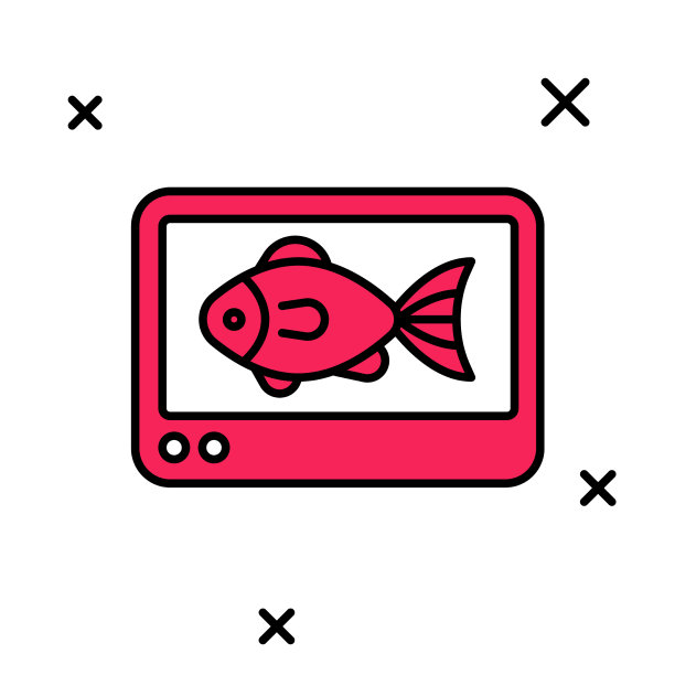 填充轮廓鱼探测仪回声测深图标图片下载