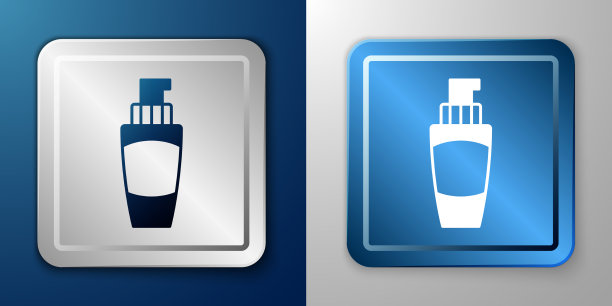 白色管的护手霜图标孤立于蓝色和图片下载