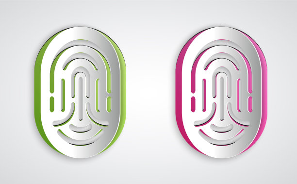 纸切割指纹图标孤立的灰色图片下载