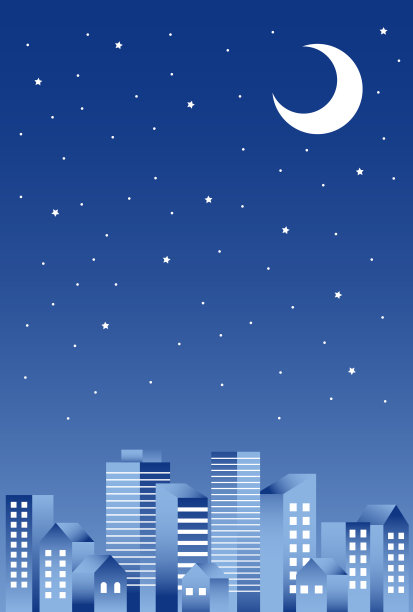 夜晚的建筑简单而时尚的插图图片下载