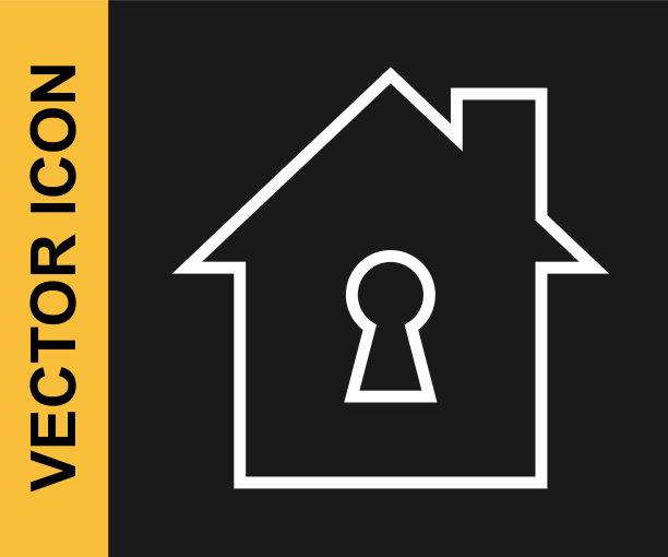 白线房子在保护图标隔离上图片下载