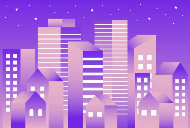 夜晚的建筑简单而时尚的插图图片下载