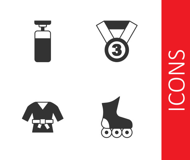 套轮滑拳击袋和服和奖章图片下载