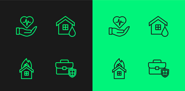 设置线公事包与盾火在燃烧图片下载