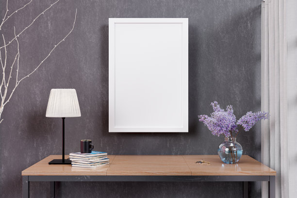 3d渲染的模拟画框和花瓶的插图。图片下载