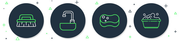 用水龙头海绵刷固定线条洗脸盆图片下载