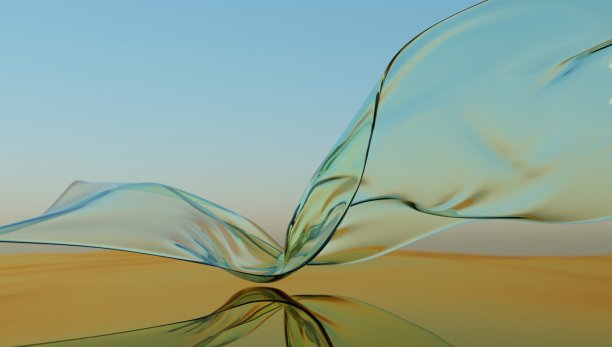 风玻璃带在水上。抽象墙纸横幅。3 d渲染。图片下载