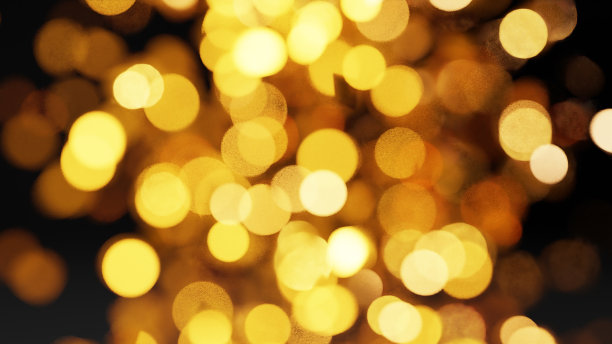 金色的光在黑色的背景。模糊的光。3 d渲染。图片下载