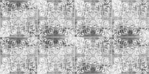 无缝老旧旧风化的grunge灰色灰色白色复古磨损破旧的拼接图案瓷砖石头混凝土水泥墙纹理背景与华丽的花卉花卉叶打印图片下载