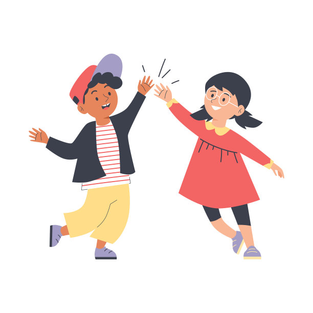 快乐的孩子们跳起来，和每个人击掌图片下载