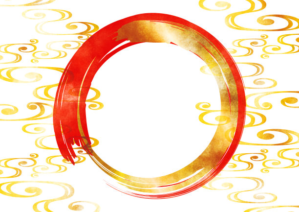 用毛笔书写的流水和圆圈的日本传统图案图片下载