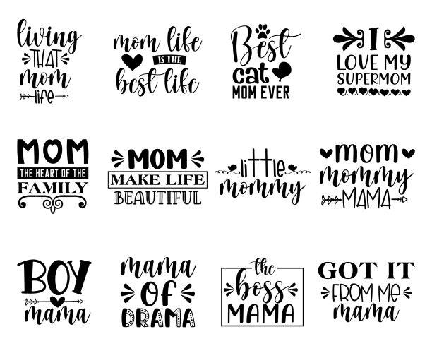 妈妈引用设计集妈妈字母和贴纸图片下载