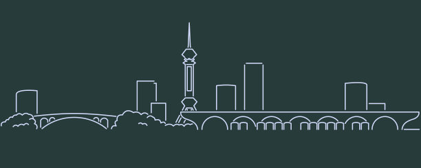 石家庄单线天际线轮廓图片下载