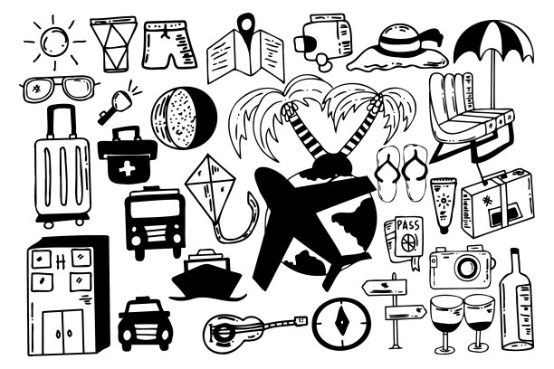 涂鸦风格设计度假旅行图片下载