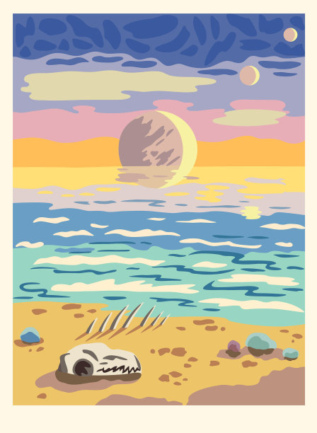 奇幻卡通外星景观在温暖图片下载