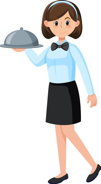 一个年轻的女服务员在上菜图片下载
