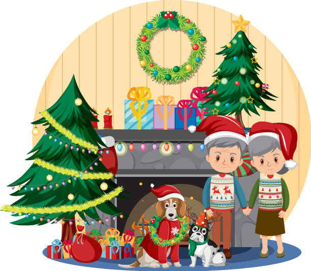 一对老夫妇在家里庆祝圣诞节图片下载