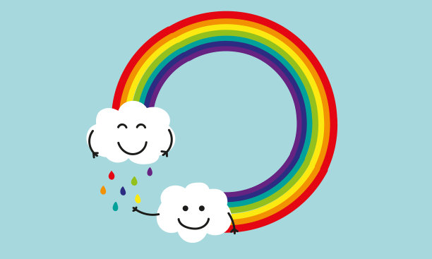 可爱的星星，月亮，彩虹和云图片下载