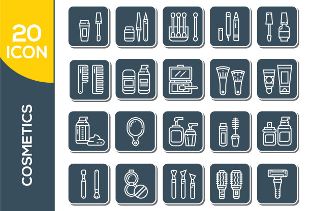 简单的化妆品相关线条图标集合图片下载