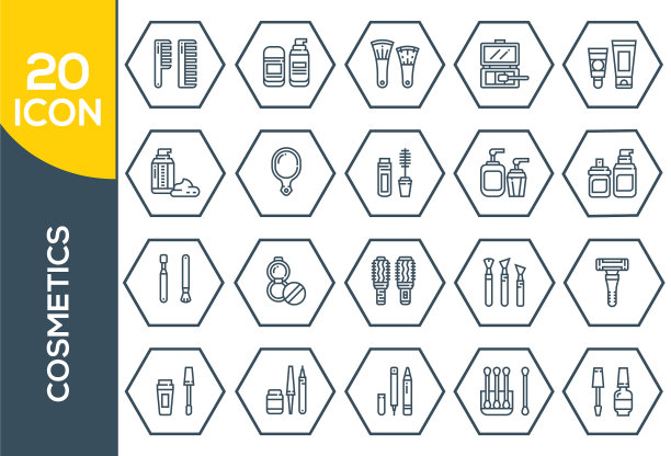 简单的化妆品相关线条图标集合图片下载
