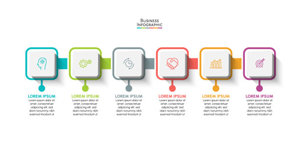 业务数据可视化。时间轴信息图表图标设计的抽象背景模板图片下载