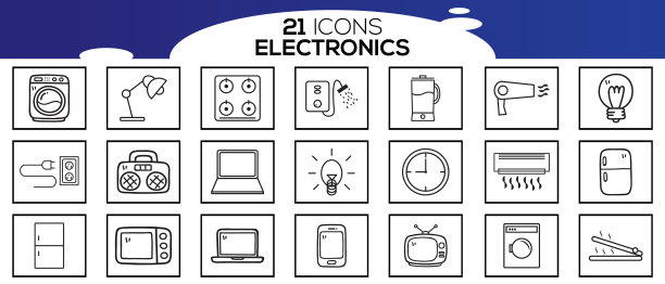 设备和电子产品相关线性图标图片下载